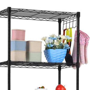 Black Metal 5-Tier Bakers Rack Kitchen Storage Shelving Unit