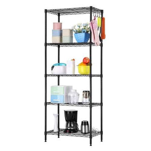 Black Metal 5-Tier Bakers Rack Kitchen Storage Shelving Unit