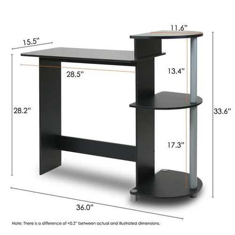 Image of Contemporary Computer Desk in Black and Grey Finish