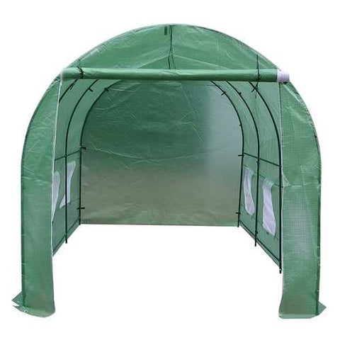 Image of Outdoor 7 x 12 Ft Greenhouse Kit with Steel Frame and Green Cover