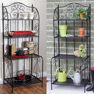 Indoor / Outdoor  Folding Metal Bakers Rack Plant Stand with 4 Shelves