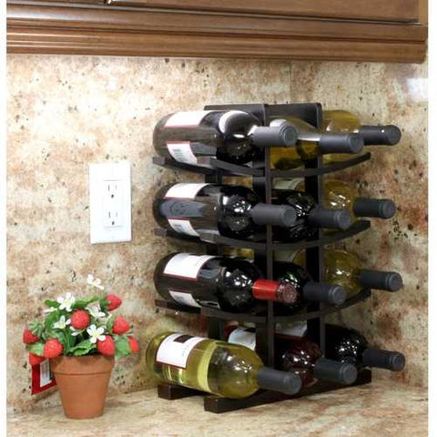 Image of 12-Bottle Wine Rack in Dark Espresso Finish Bamboo