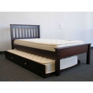 Twin size Platform Bed Daybed with Trundle in Cappuccino