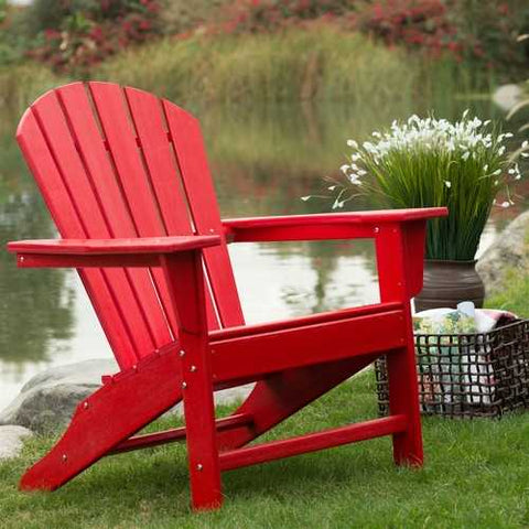 Image of Outdoor Patio Seating Garden Adirondack Chair in Red Heavy Duty Resin