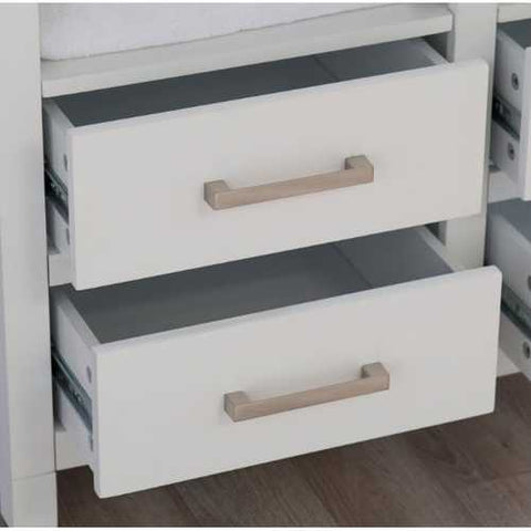 Image of Modern White Freestanding Bathroom Floor Linen Cabinet with Open Shelves