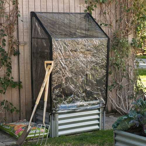 Image of Metal Raised Garden Bed Planter Box with Greenhouse Cover