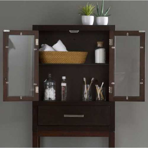 Image of Espresso Modern Bathroom Over the Toilet Space Saver Cabinet