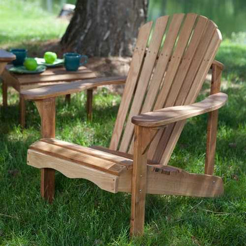 Image of Solid Oak Wood Adirondack Chair with Linseed Oil Finish