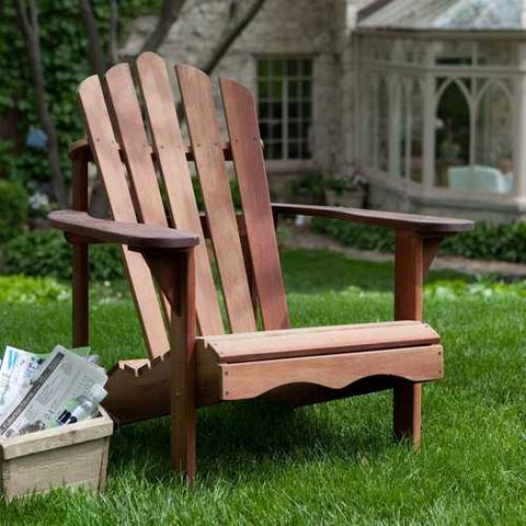 Image of Ergonomic Outdoor Patio Adirondack Chair in Red Shorea Wood