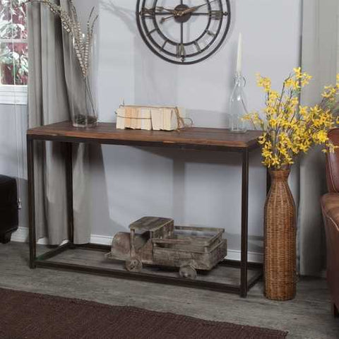 Image of Solid Wood Top Sofa / Console Table with Metal Frame