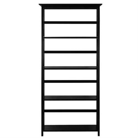 Image of Tall 5-Tier Bookcase in Black Wood Finish