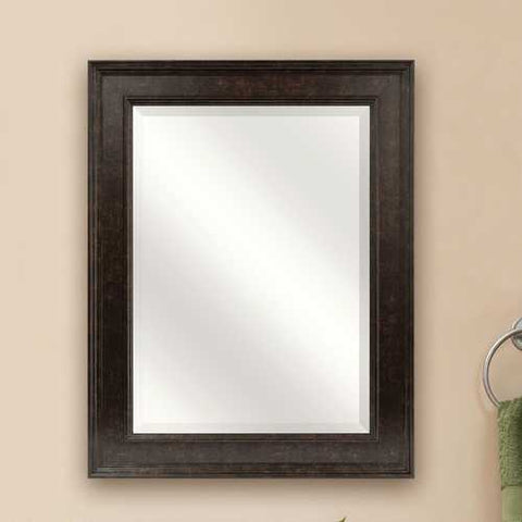 Image of Beveled Rectangular Bathroom Vanity Mirror with Bronze Finish Frame