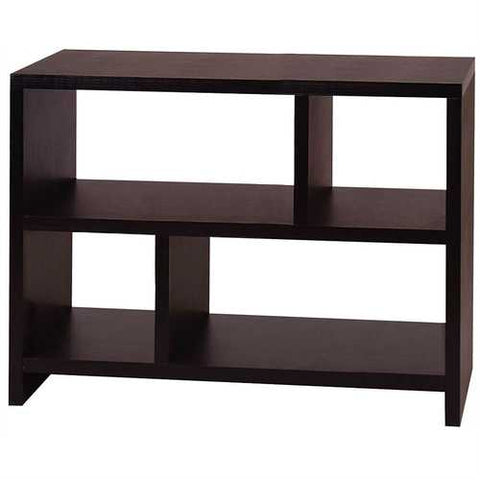 Image of Modern 2-Shelf Bookcase Console Table in Espresso Wood Finish