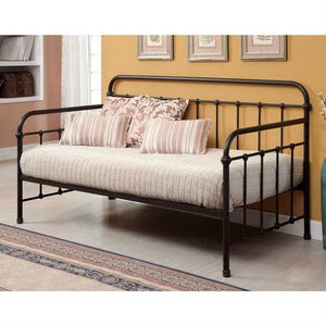 Twin Sturdy Metal Daybed with Rounded Back and Sides in Dark Bronze Finish