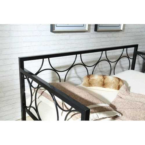 Image of Twin size Contemporary Black Metal Daybed with Metal Support Slats