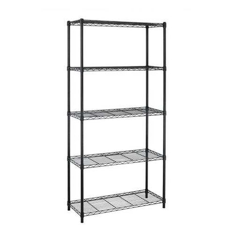 Image of Black Metal 5-Shelf Heavy Duty Shelving Unit Storage Rack