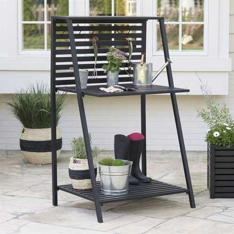 Image of Modern Potting Bench Garden Table Outdoor Bakers Rack Shelving Unit