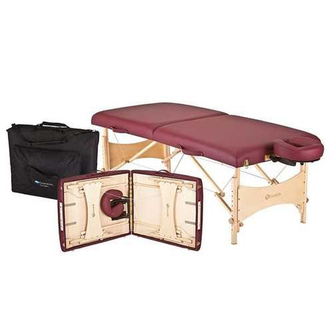 Image of Burgundy Portable Massage Table with Adjustable Headrest and Carry Case