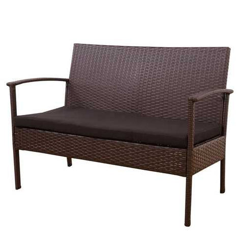 Image of Brown 4-Piece Outdoor Rattan Patio Furniture Set