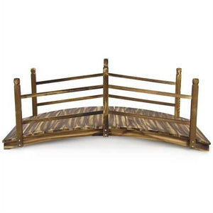 Decorative Solid Wood 5-Ft Landscaping Garden Bridge with Handrails