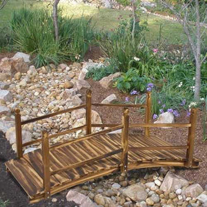 Decorative Solid Wood 5-Ft Landscaping Garden Bridge with Handrails