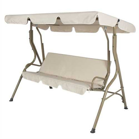 Image of Outdoor Porch Swing Patio Deck Glider with Canopy in Beige