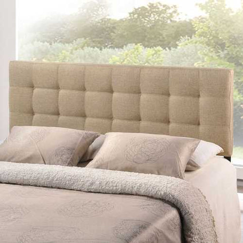 Image of King size Beige Fabric Upholstered Headboard with Modern Tufting