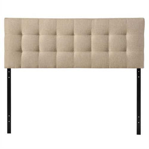 King size Beige Fabric Upholstered Headboard with Modern Tufting