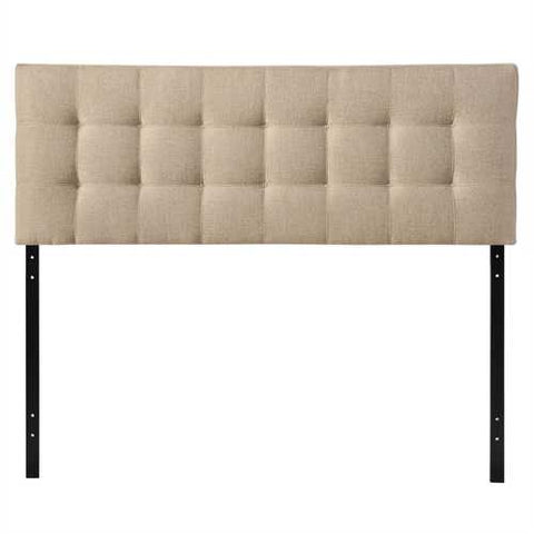 Image of King size Beige Fabric Upholstered Headboard with Modern Tufting