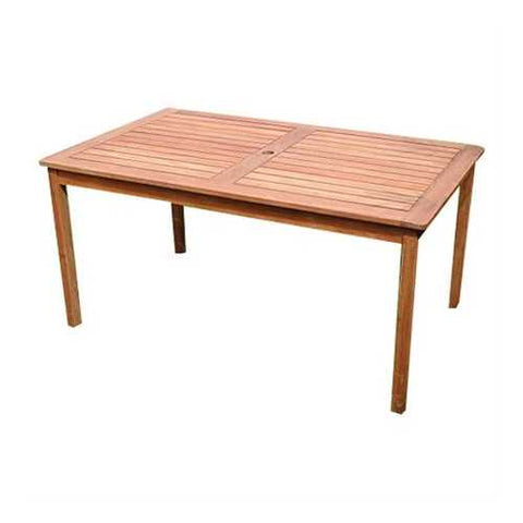 Image of Rectangle 59 x 31.5-inch Solid Wood Patio Dining Table with Center Umbrella Hole