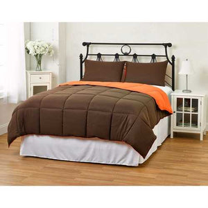 Twin/Twin XL size 2-Piece Brown Orange Microfiber Comforter Set with 1 Shams