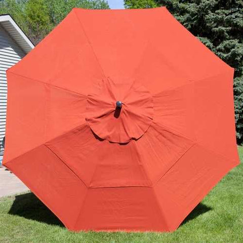 Image of 11-Ft Patio Umbrella with Brick Red Canopy and Metal Pole