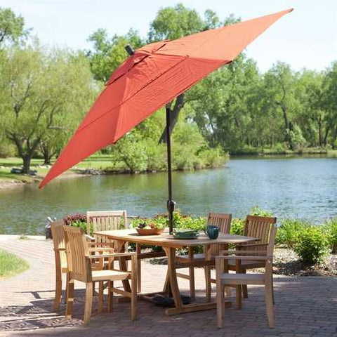 Image of 11-Ft Patio Umbrella with Brick Red Canopy and Metal Pole