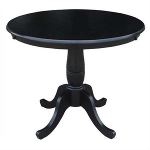 Round 36-inch Solid Wood Kitchen Dining Table in Black