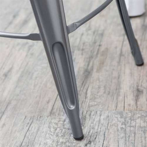 Image of Set of 2 Steel 30-inch Bar Stools in Powder Coat Silver Finish