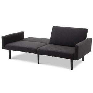 Modern Black Linen Split-Back Futon Sleeper Sofa Bed Couch