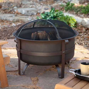 23-inch Heavy Duty Steel Fire Pit Cauldron with Stand and Cover