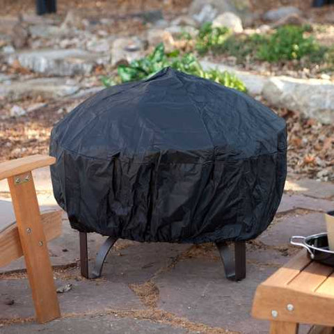 Image of 23-inch Heavy Duty Steel Fire Pit Cauldron with Stand and Cover