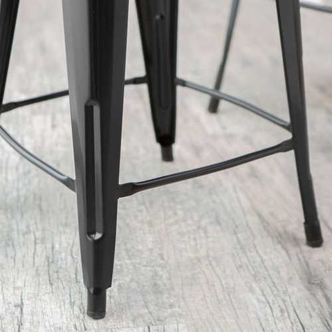 Image of Set of 2 - Modern 24-inch Black Metal Bar Stools