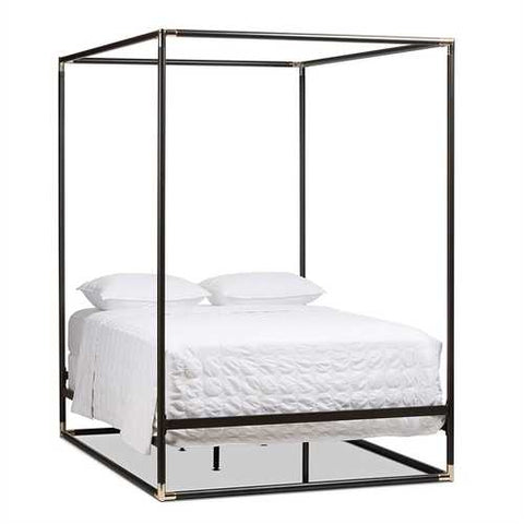 Image of Queen size Industrial Style Black Metal Canopy Bed Frame