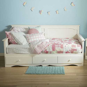 Twin size Country Style White Wood Daybed with 3 Storage Drawers