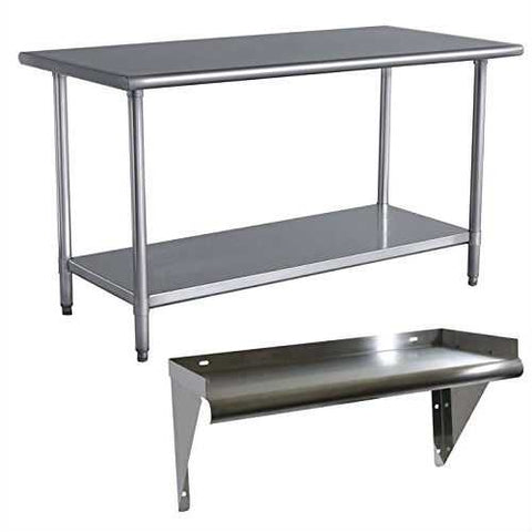 Image of Stainless Steel 48 x 24 inch Utility Work Bench Table with Shelf