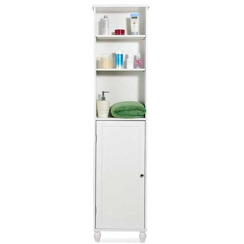 Image of Bathroom Storage Tower Display Linen Cabinet with Open Shelves