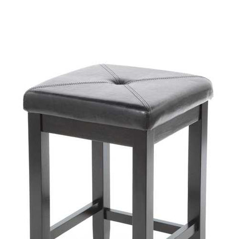 Image of Set of 2 - Black 24-inch Backless Barstools with Faux Leather Seat