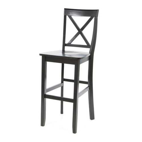 Image of Set of 2 - X-Back Solid Wood 30-inch Barstools in Black Finish