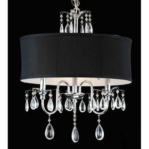 Chrome 3-light Black Shade Crystal Chandelier