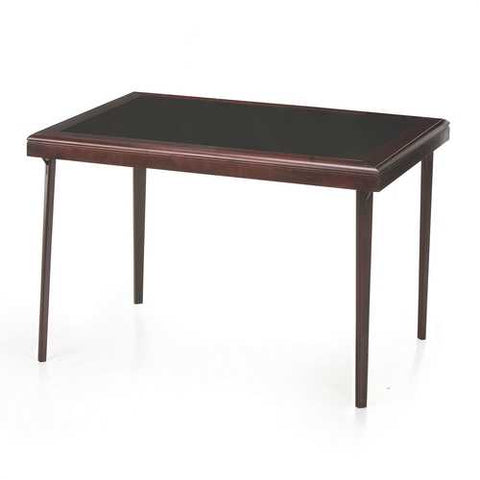 Image of Rectangle 44-inch Wooden Folding Table with Black Vinyl Inset