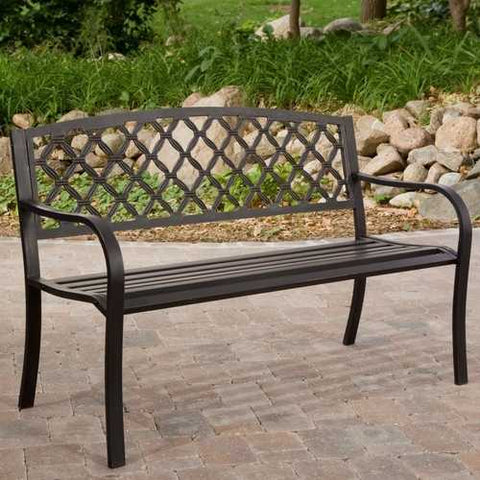 Image of 4-Ft Metal Garden Bench with Bronze Highlights over Antique Black Finish