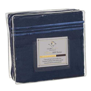 King size 4-Piece Wrinkle-Free Microfiber Sheet Set in Navy Blue