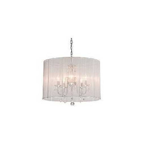 Image of Chrome and Cream 6-light Crystal Chandelier